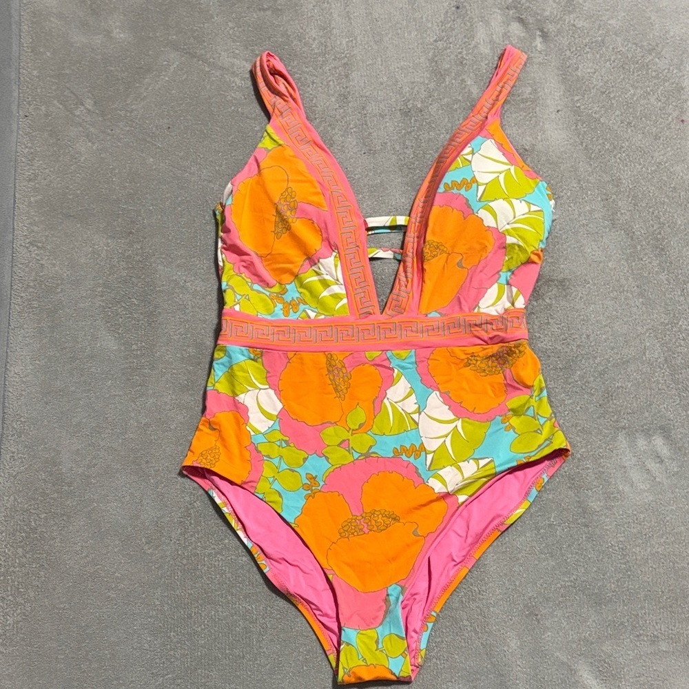 Trina Turk Pink And Orange Floral Swim One Piece - Gem